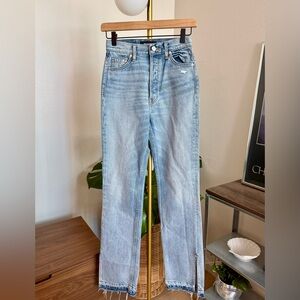 Unraveled Two Split Straight-Leg Jeans